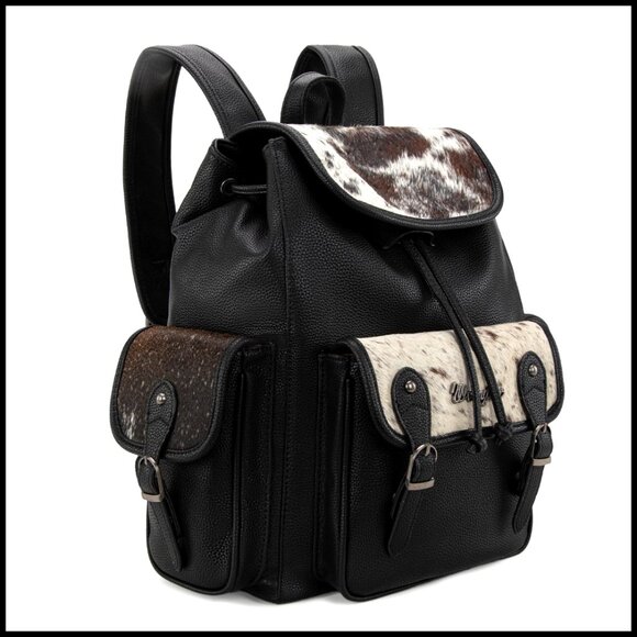 Western Hair-On Cowhide Backpack Purse, Large Capacity Laptop Bag